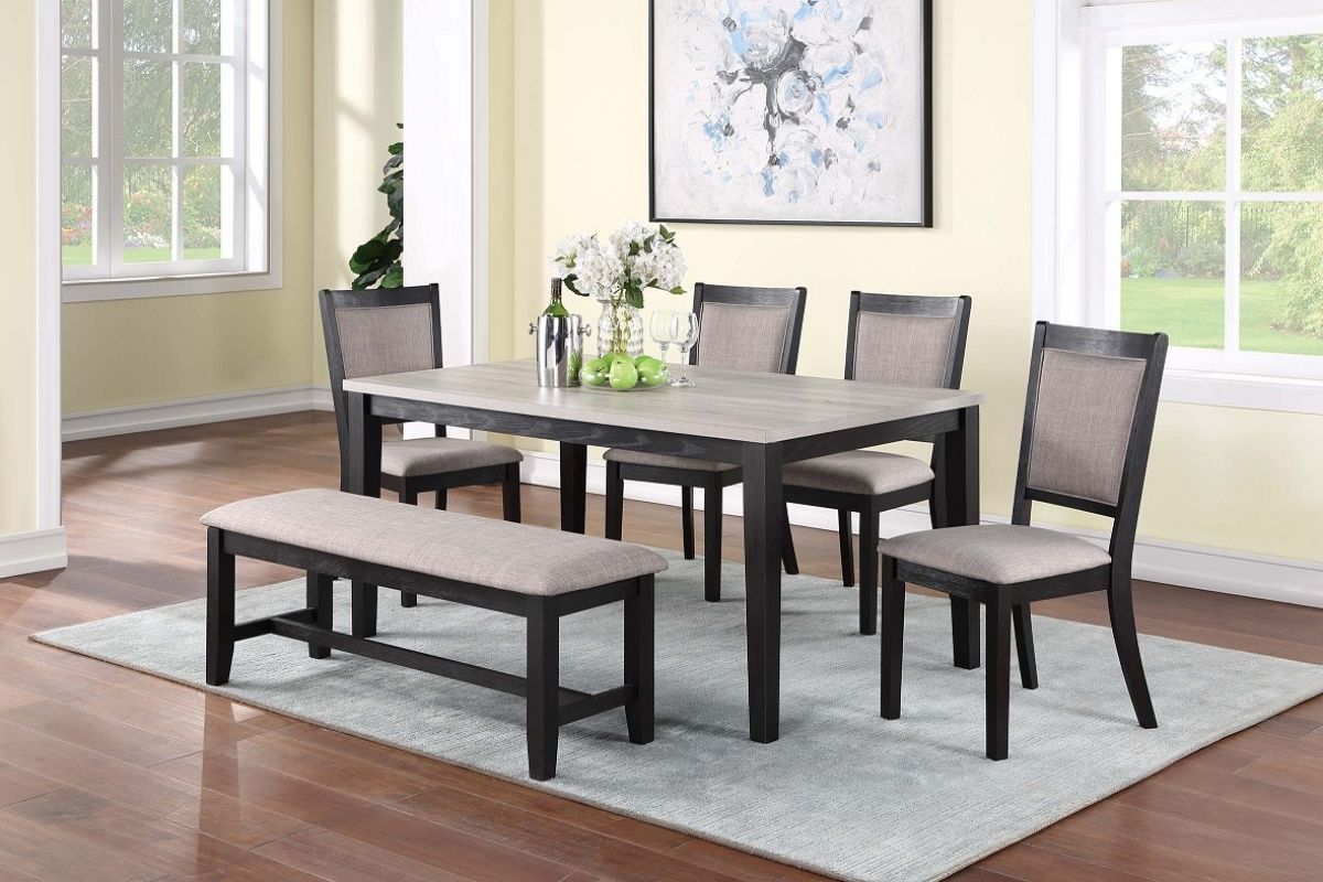 Dining Set, Table + 4 Chairs + Bench