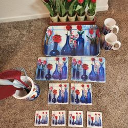 18 pieces of beautiful flower themed matching home decor