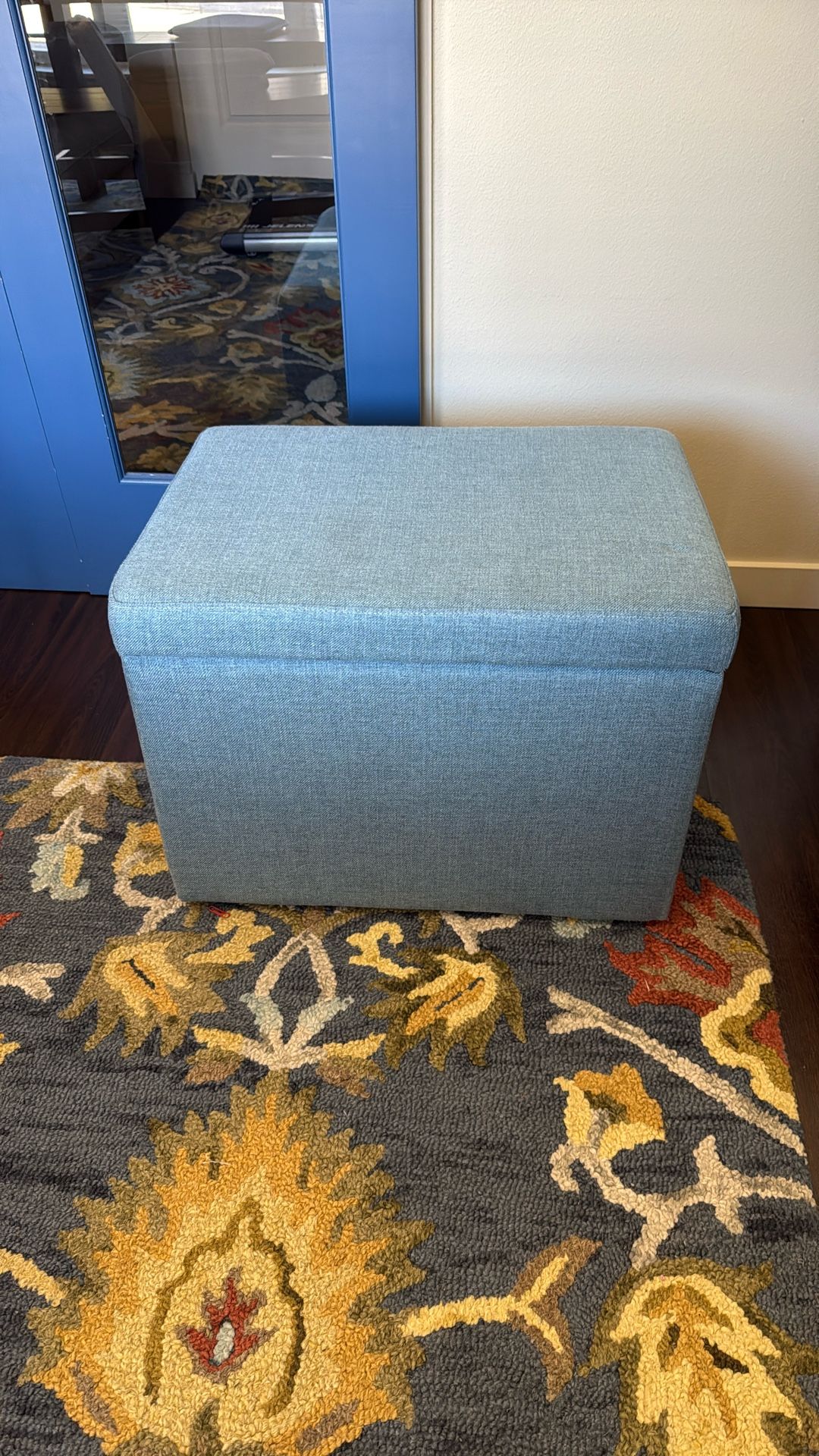 Two Blue Storage Ottoman