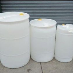 Barrels  30 & 55 Gallon Natural Plastic Barrel Water Storage Gray Water Waste Motor Oils Liquids Tents Recycling  Gas Containers Diesel Fuel Can 