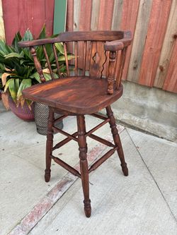 Vintage Wood Captain's Bar Stool