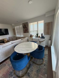 Faux marble dining room set with 4 chairs