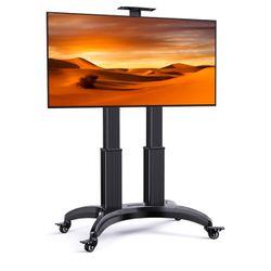 Perlegear Mobile Tv Stand Mount, Rolling Tv Cart For  55-90 Inch Flat Or Curved Tv