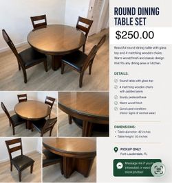 Round Dining Table Set with 4 Chairs