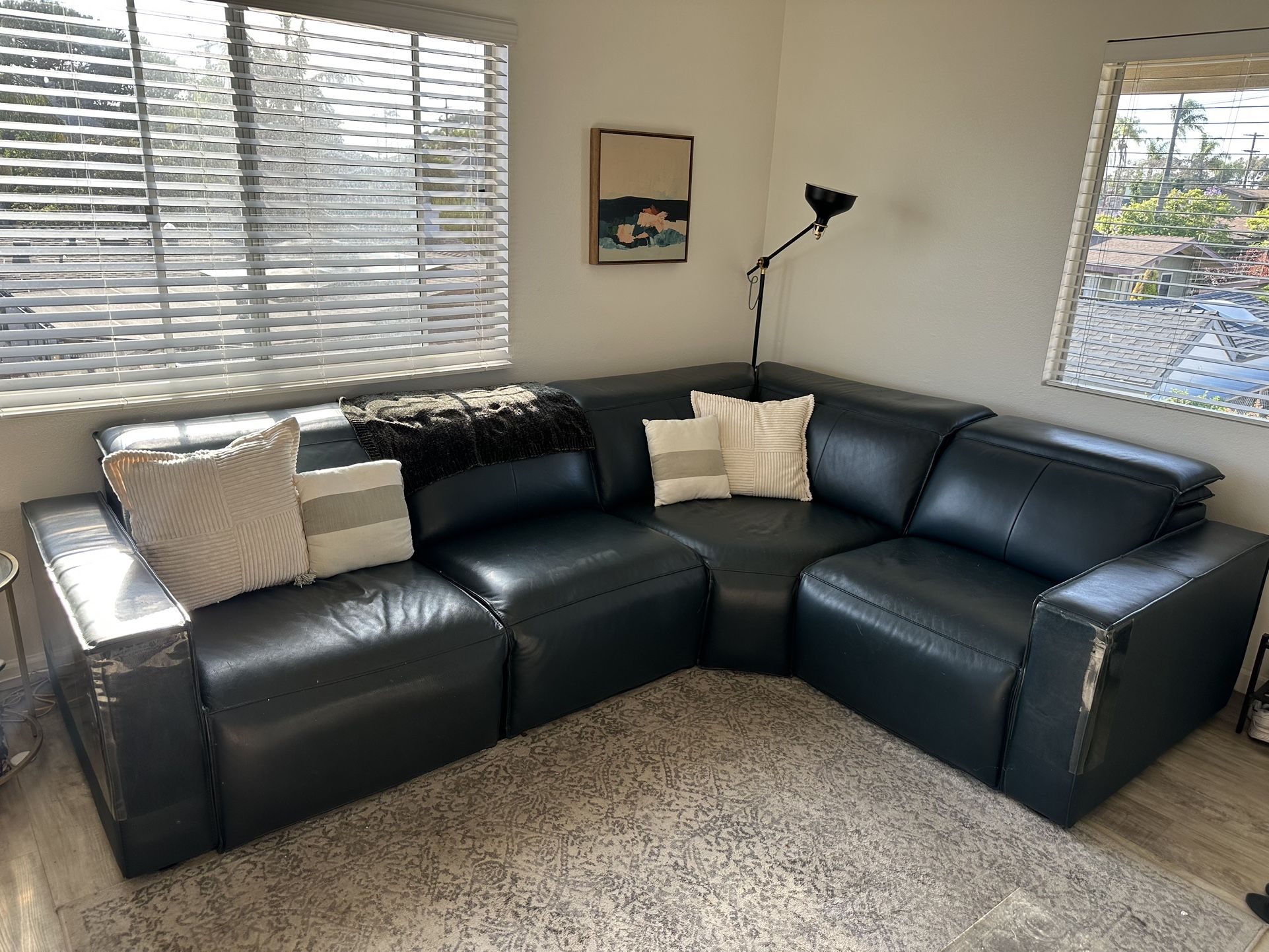Leather Power Reclining Sectional Couch