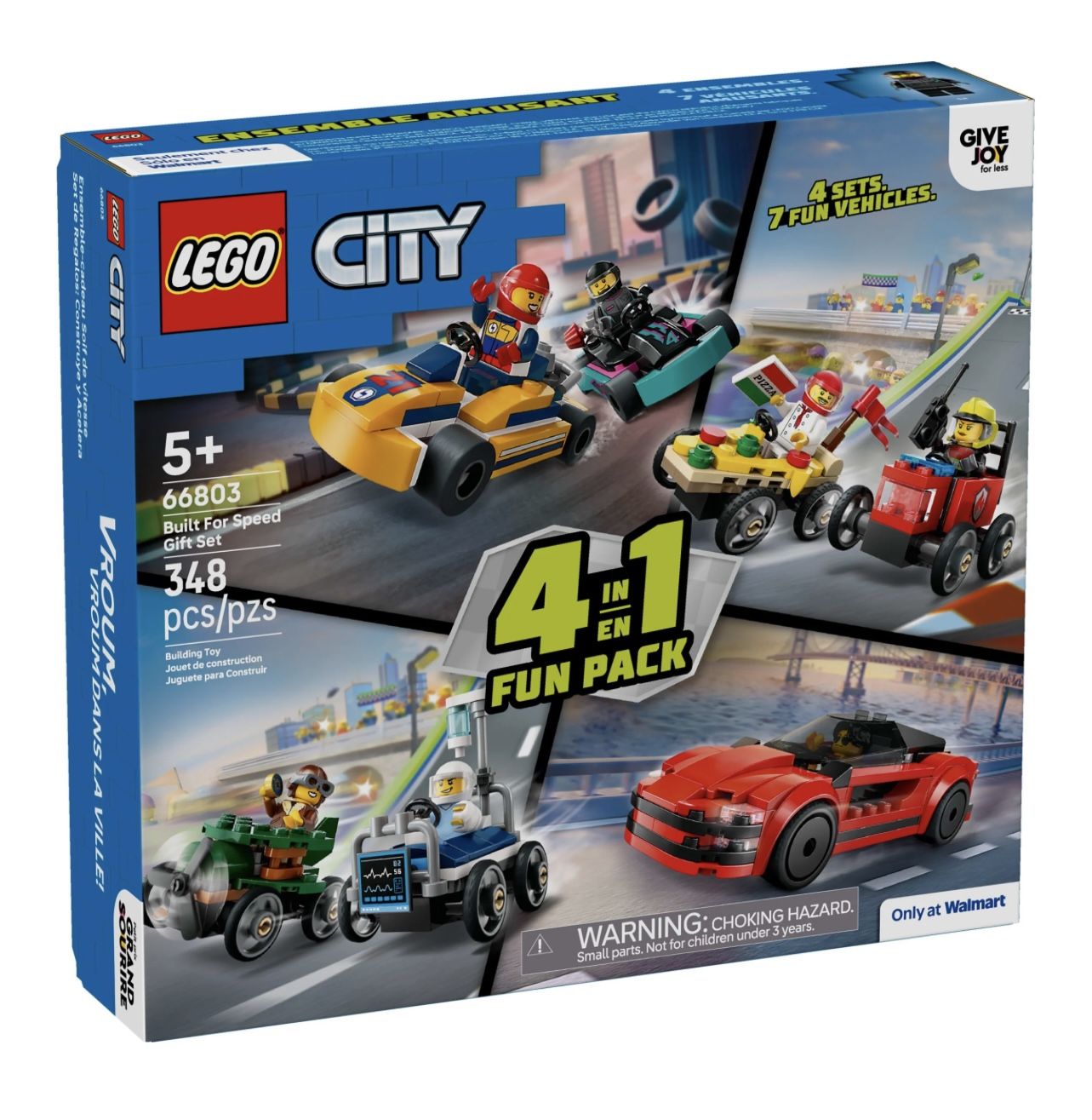 LEGO City Built For Speed Gift Set: Building Toy for Kids, Ages 5+ - 4 Sets in 1 Including 7 Minifigures and