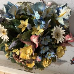 Capodimonte Porcelain Flower  Bouquet Antique Very Heavy 