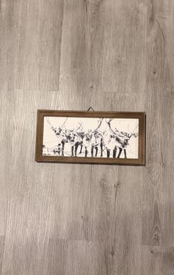 Christmas Raindeer Antique Barn Snow Frame