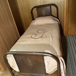 Antique Twin Iron Spring Bed