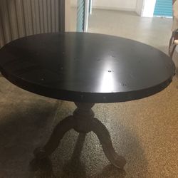 Round Black Table With Stud Accents 