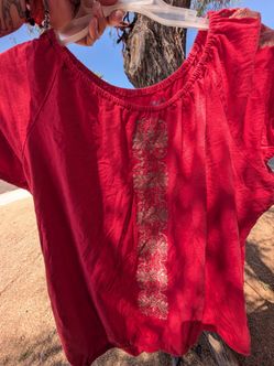Orange embroidered blouse