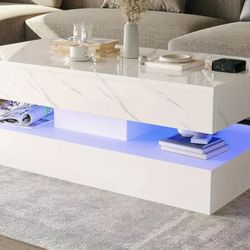 White LED Coffee Table 