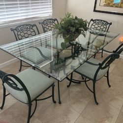 Beveled Glass Dining Table And  Chairs 