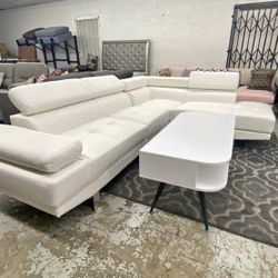 White Modern Adjustable Headrest Sectional 🔥buy Now Pay Later 