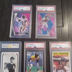 5 Professionally Graded Sports Cards Baseball/football PSA & WCG