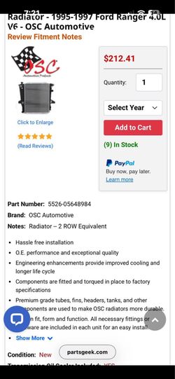 Ford ranger/ mazda Radiator