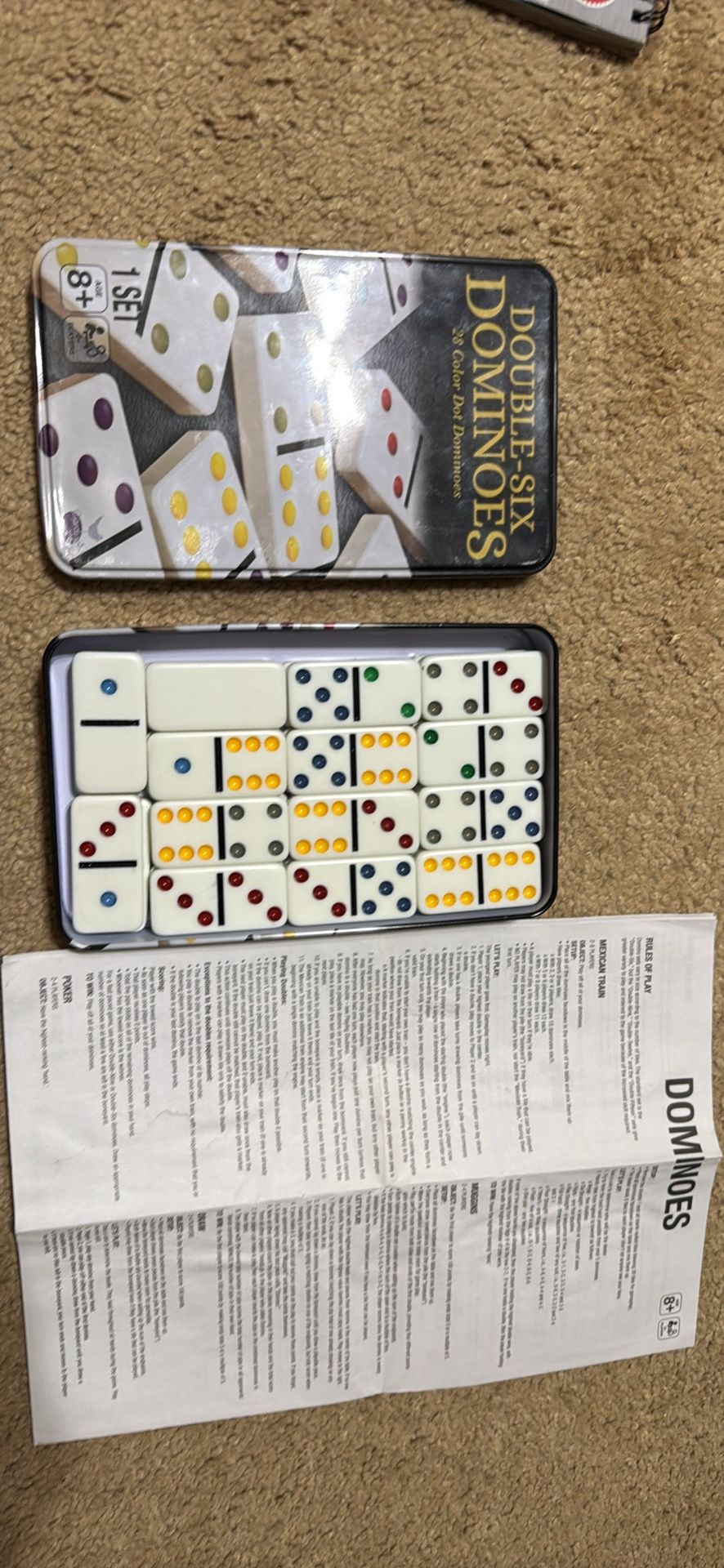 Double Six Dominoes in Tin, Tile Game for Kids and Adults Aged 8 and up