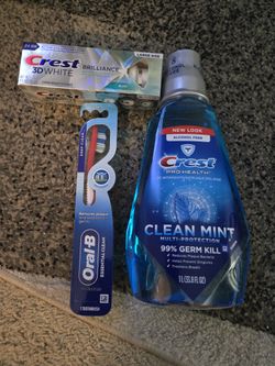 Crest Brillance Toothpaste, Mouthwash. and Toothbrush