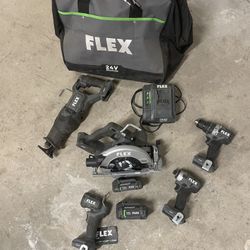 FLEX -5 Tool Brushless Power Tool Combo Kit with Soft Case (Li-ion Batteries Included and Charger Included)
