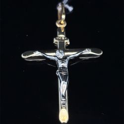 10Kt Two Tone Gold Jesus Cross Pendant 1.70g I-1354
