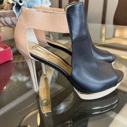 Tan And Black Platform Heels 
