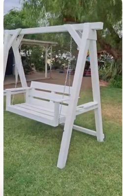 Beautiful White Outdoor Wooden Swing – For Sale!