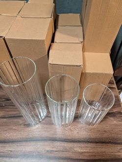 Glass candle holders- set of 16, three sizes