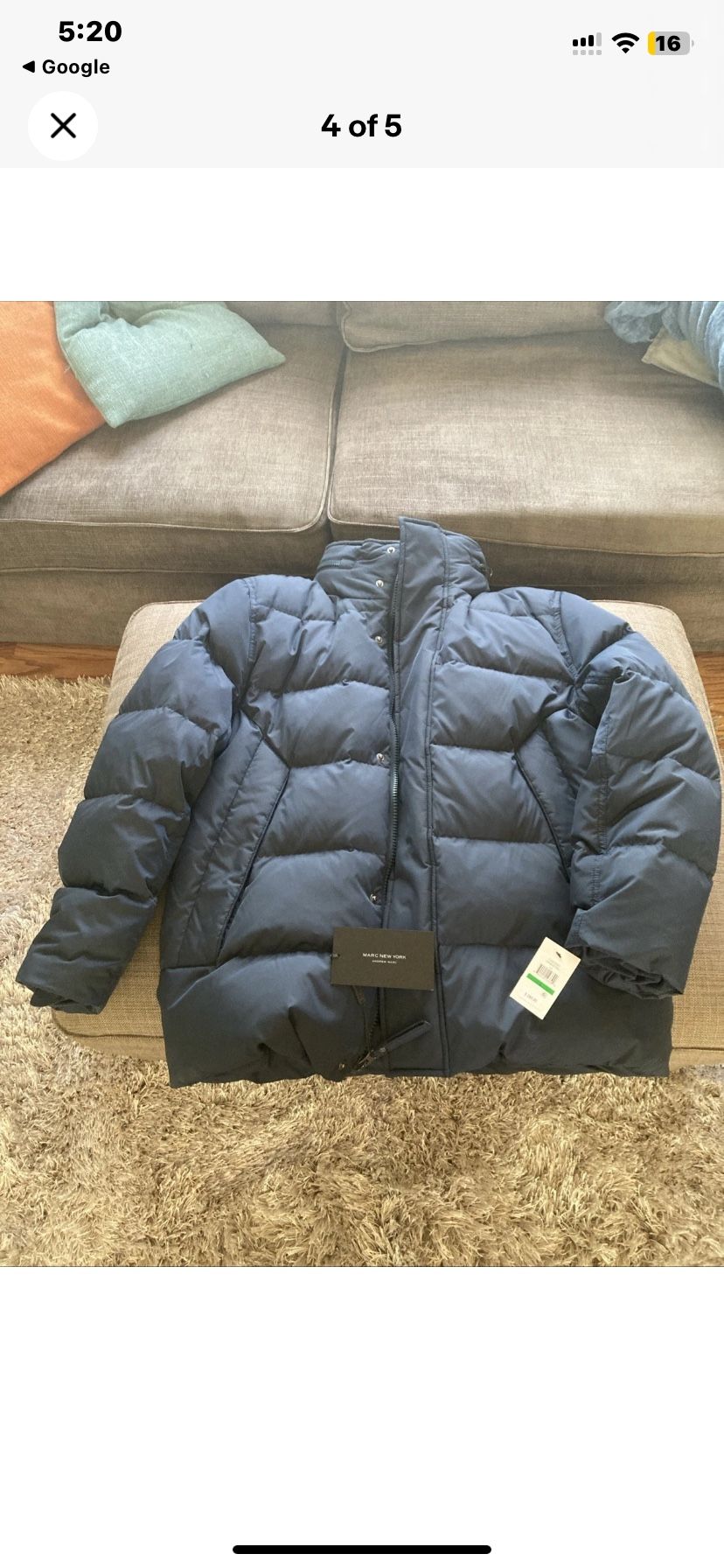 Marc New York Down Puffer Jacket β Size L βοΈπ§₯