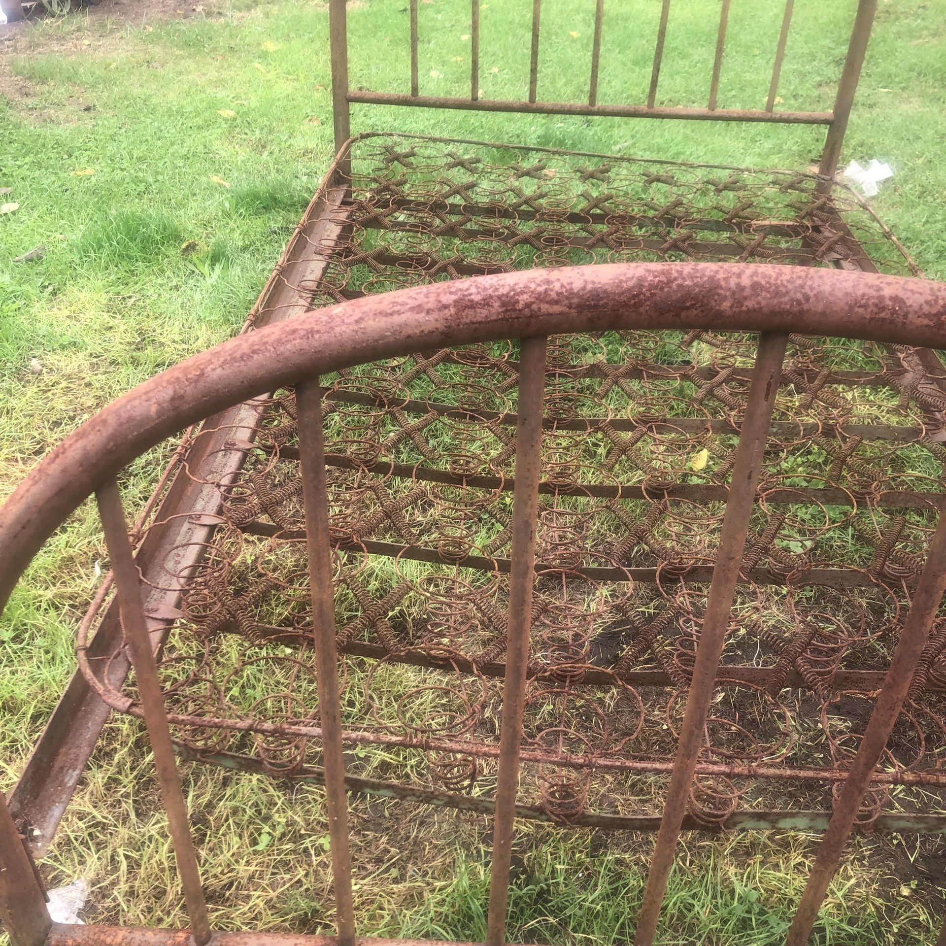 Antique Steel Twin Bed Frame Original Bed Springs - Great Project Piece