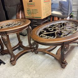 Glass Coffee Table and End Tables 
