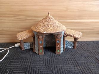 Handcrafted Miniature Thatched Hut Decorative Accent - Brown & Tan