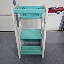 Costzon Kids Kitchen Step Stool Learning Tower Helper Teal/White *Pick-up In Great Bridge*