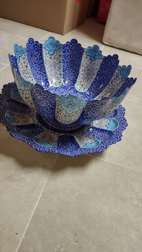 Hand-Crafted Bowl & Platter (Middle-Eastern Style)
