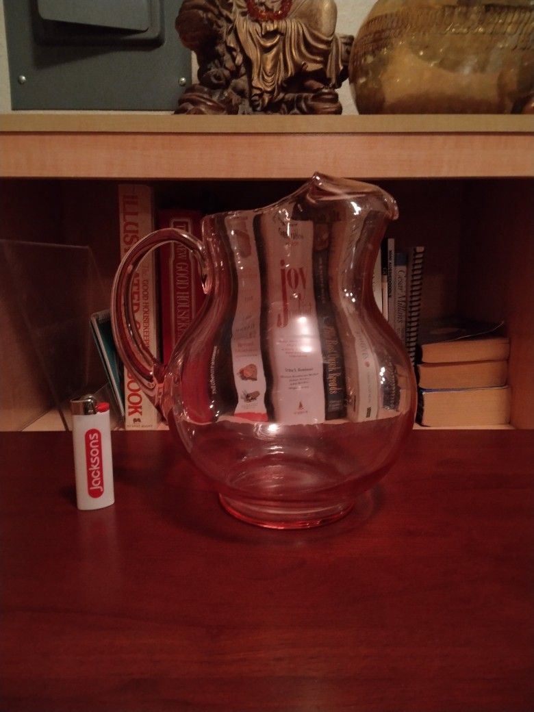 Pink Glass Pitcher