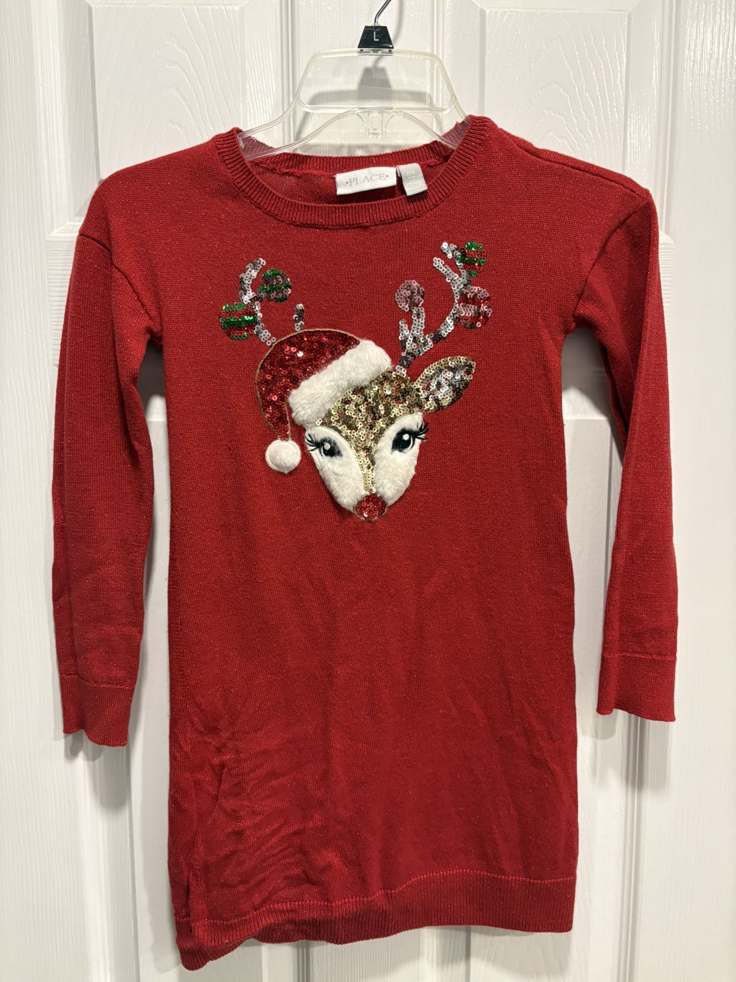 Kids Girls Christmas Reindeer Red sweater - size 7/8 - Simi Valley