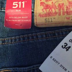 New Levi’s Men’s blue jeans-size 34 waist 30 length-comment only if ready to see or buy Thanks