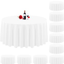 10 Pack Round Table Cloth White Round Tablecloth 120 Inch Round Tablecloth Washable Polyester Fabric Bulk Linen Tablecloths Round Table Cover Table Cl