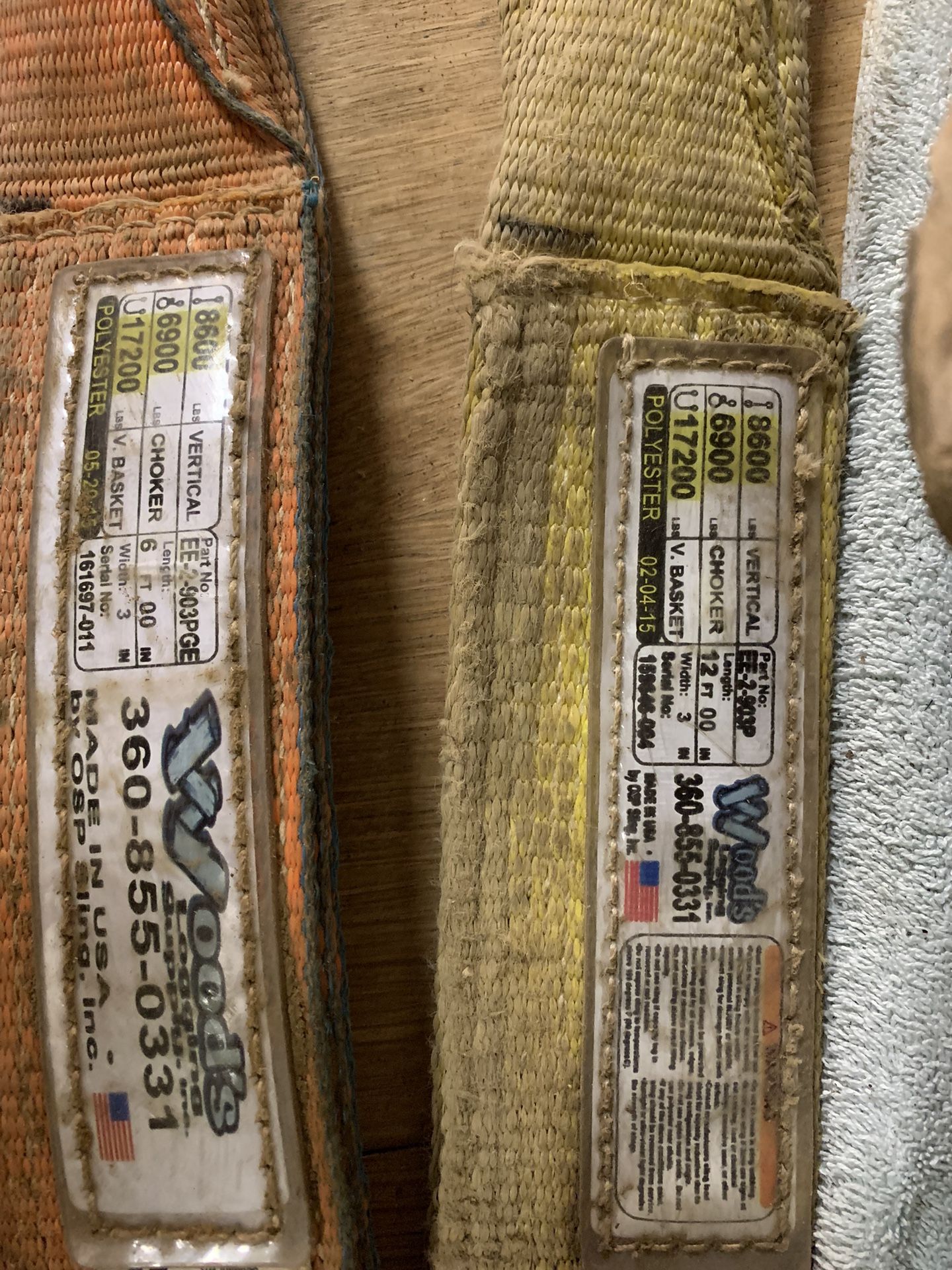 Two 12 Foot Straps And One 6 Foot Strap