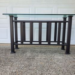 Mission Console / Sofa Table Iron and Glass 