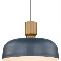 Darkaway Oversized Industrial Pendant Light Fixtures with Hammered Metal Shade, 18. 1inch Blue Large Pendant Lighting for Kitchen Island Hanging Lamp 