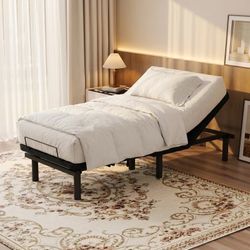 Adjustable bed frame with XL memory foam mattress