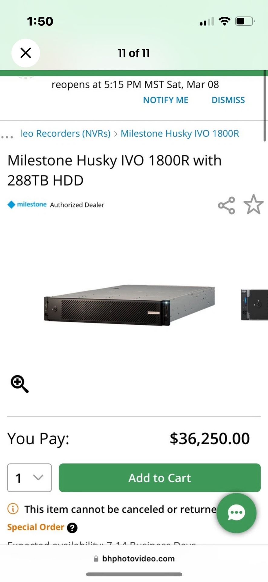 Milestone Husky IVO 1800R 288TB HDD HE1800R Video Surveillance Equipment Damaged