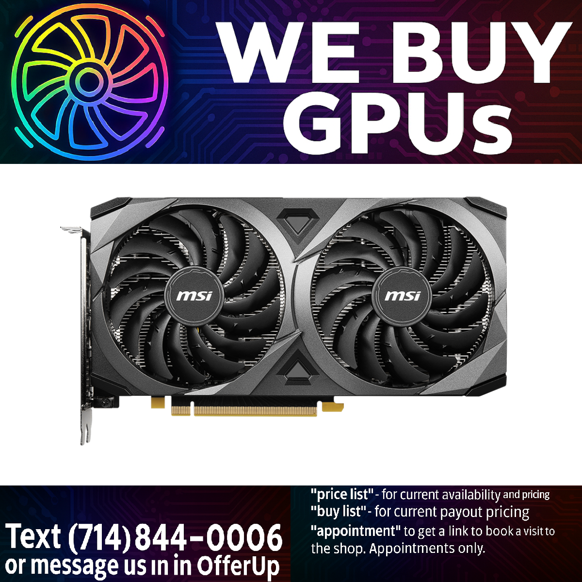 MSI RTX 3060 Ti VENTUS 2X OCV1 LHR - Professionally Refurbished - 3 Month Warranty - Local Business - Fixed Price