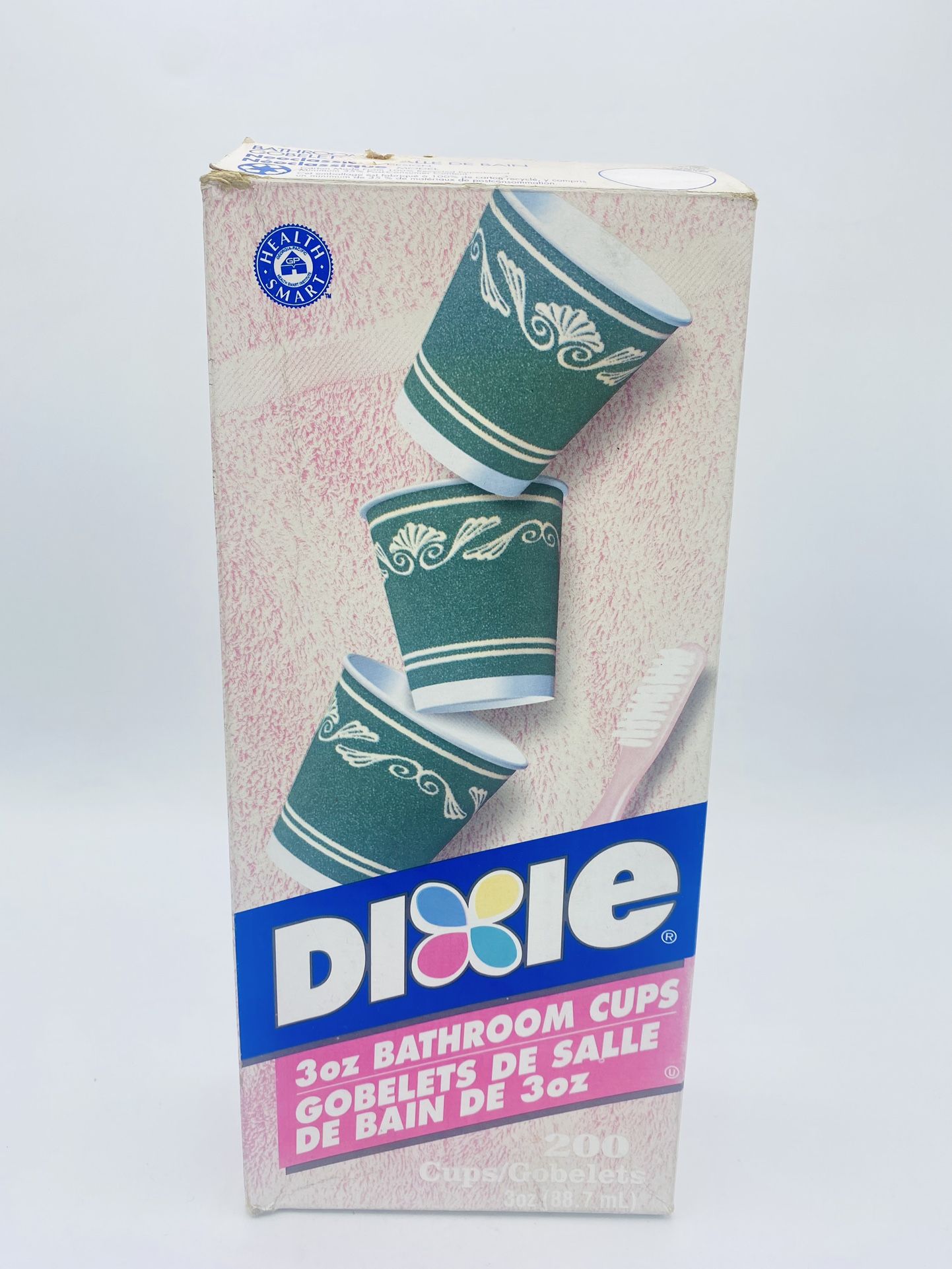Dixie Bathroom Cups 3 oz Paper Cups Neoclassical Designs Open Box 200 Count NOS