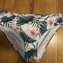 White and green floral bikini bottoms size large 