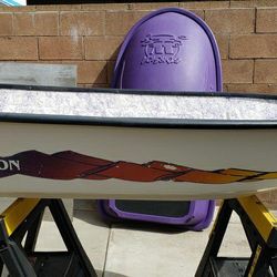 WaterPack, Excursion, 6 Foot Fiberglass Boat, White / Purple. Rigid Fiberglass. Not An Inflatable.