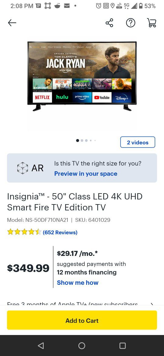 Insignia 50" Inch SMART TV
