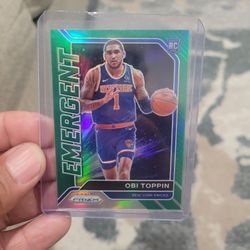 Obi Toppin Emergent Rookie Prizm Green Silver Prizm Basketball Card