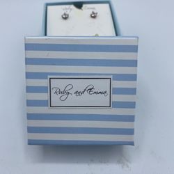 Ruby and Emma Sterling Sliver Earring Cross Shape and Crystal Square Shape 