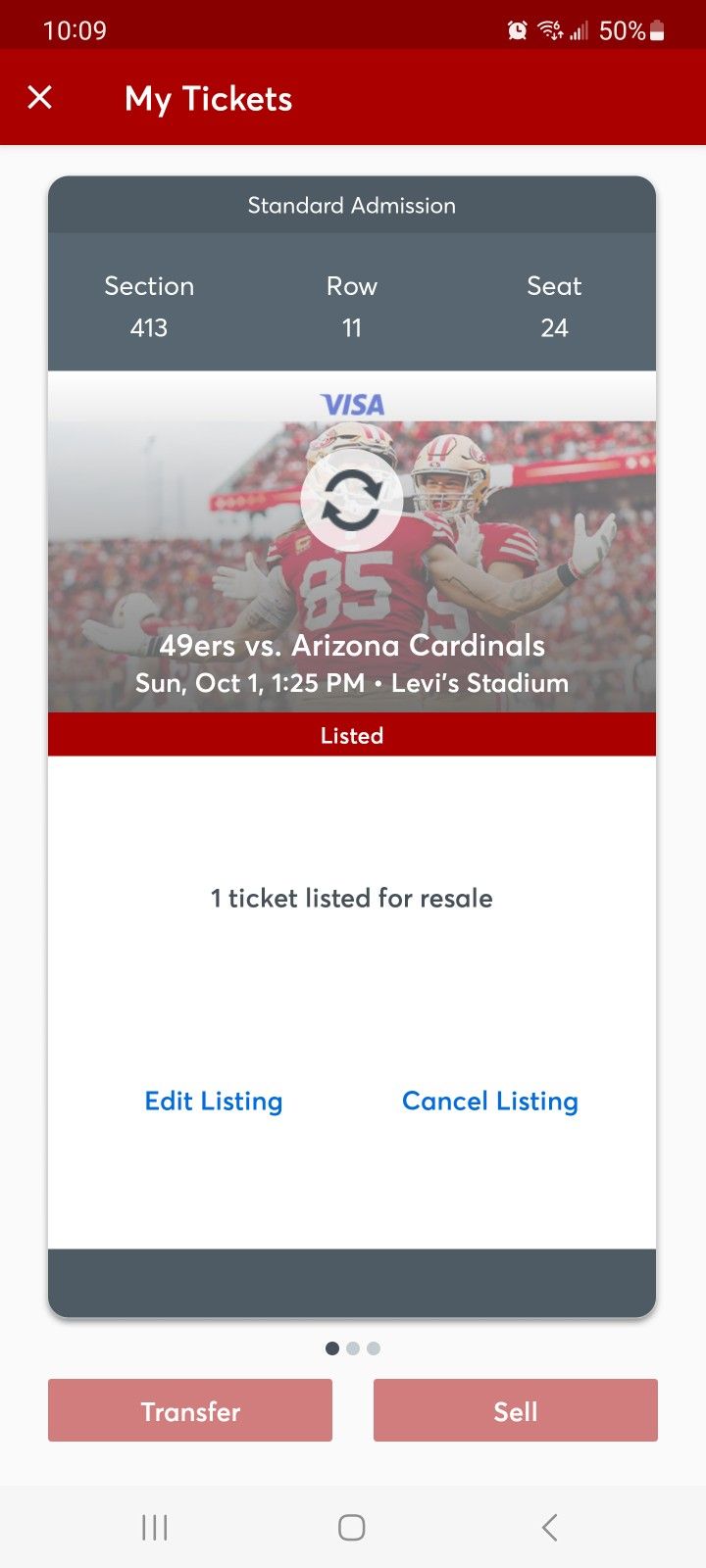 49ers Vs. Cards Oct 1
